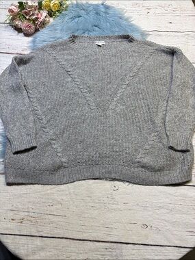 Ava & Viv Gray Cable-Knit Wool Blend Crew Sweater sz 3X